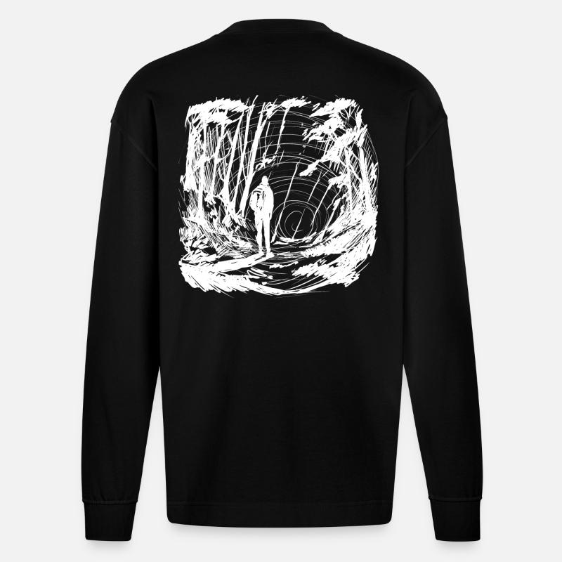 Let's go somewhere invert - Heavyweight Oversized Organic Langarmshirt Made in EU - SOLID BLACK