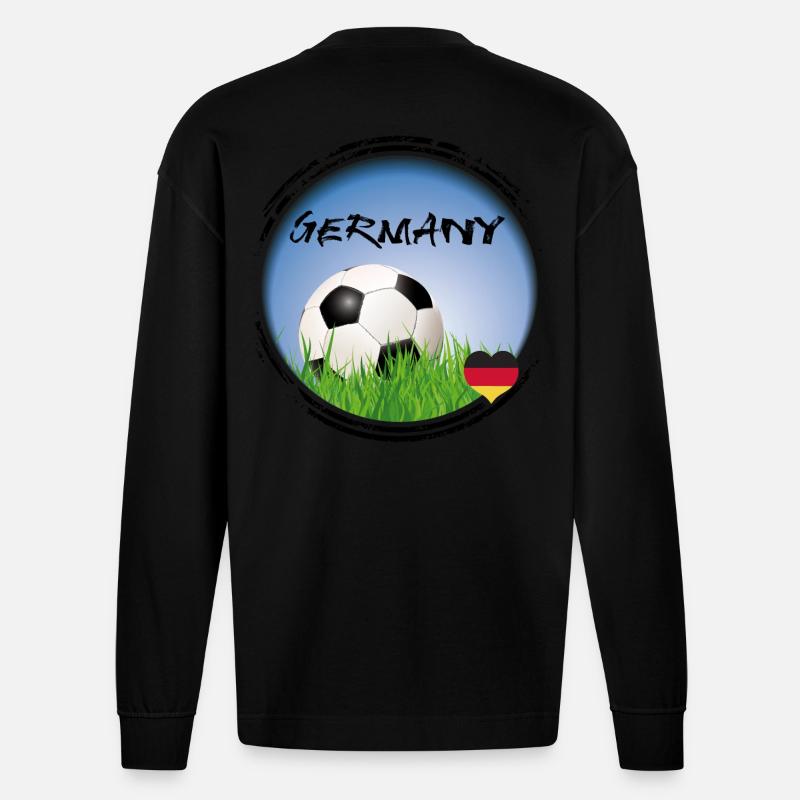 Fussball Deutschland - Heavyweight Oversized Organic Langarmshirt Made in EU - SOLID BLACK