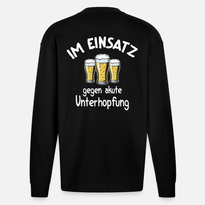 Underhopping Insert – Waitress Bartender Beer - Heavyweight Oversized Organic Longsleeve Shirt Made in EU - SOLID BLACK