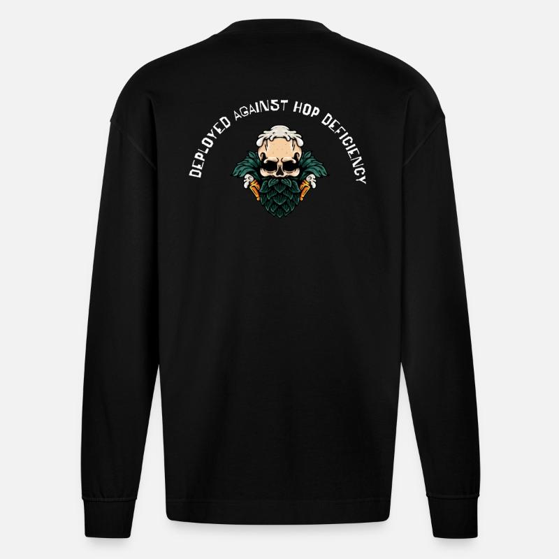 Deployed Against Hop Deficiency - Heavyweight Oversized Organic Langarmshirt Made in EU - SOLID BLACK