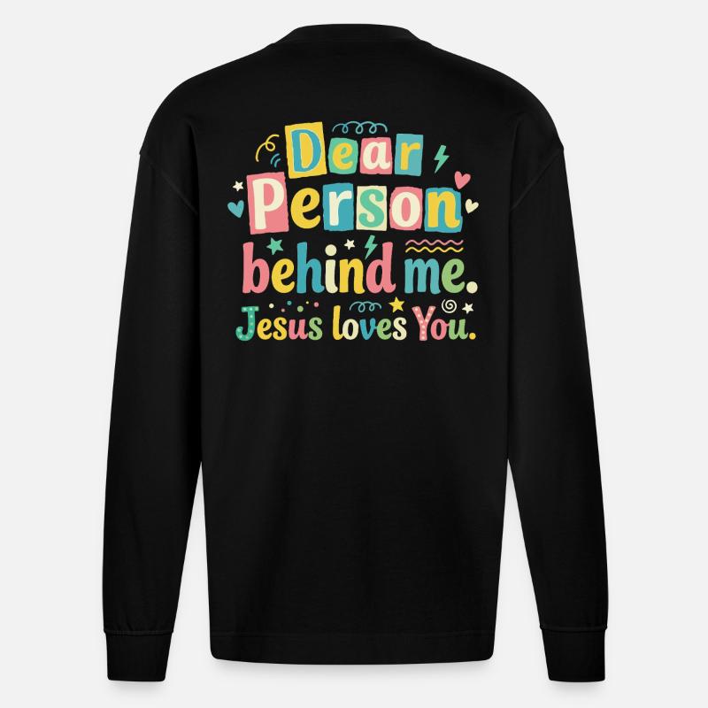 Jesus liebt dich positive Botschaft - Heavyweight Oversized Organic Langarmshirt Made in EU - SOLID BLACK