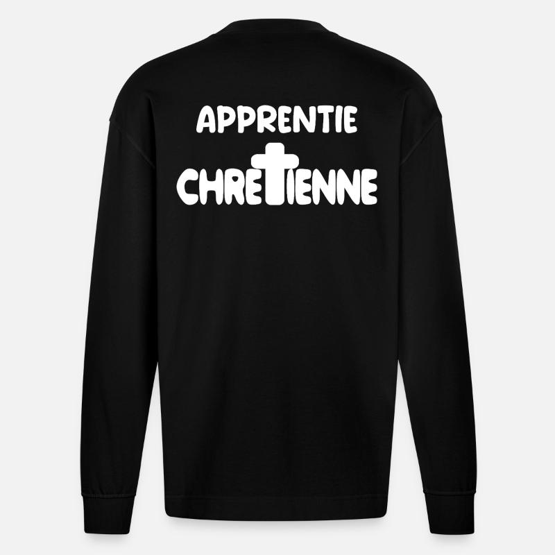 Christlich-katholisches Gottgeschenk - Heavyweight Oversized Organic Langarmshirt Made in EU - SOLID BLACK
