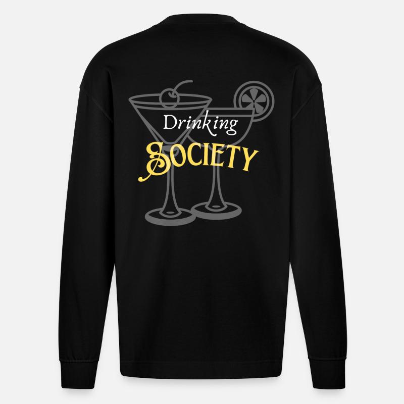 Drinking Society - Heavyweight Oversized Organic Langarmshirt Made in EU - SOLID BLACK