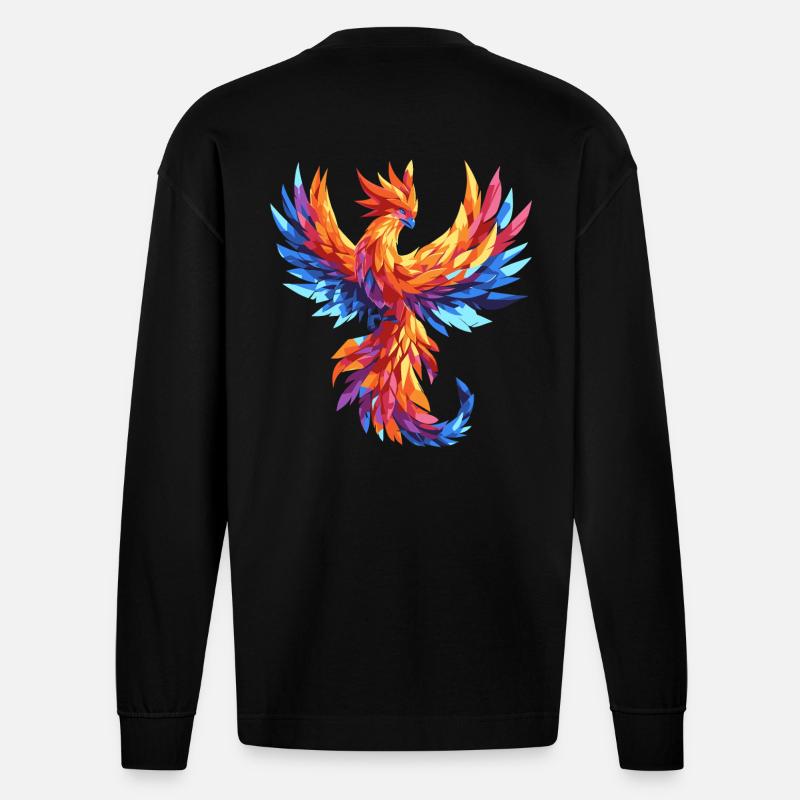 Phönix phoenix fantasy magic vogel - Heavyweight Oversized Organic Langarmshirt Made in EU - SOLID BLACK