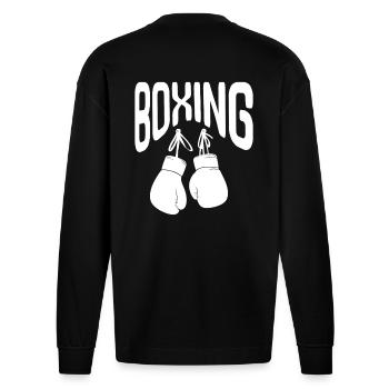 Boxing Boxing Gloves Boxing Ring Martial Arts - Heavyweight Oversized Organic Longsleeve Shirt Made in EU - SOLID BLACK - Back