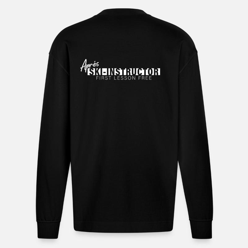 Après Ski Instructor – Motiv - Heavyweight Oversized Organic Langarmshirt Made in EU - SOLID BLACK