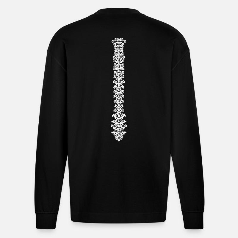 Backbone-Wirbelsäulendesign - Heavyweight Oversized Organic Langarmshirt Made in EU - SOLID BLACK