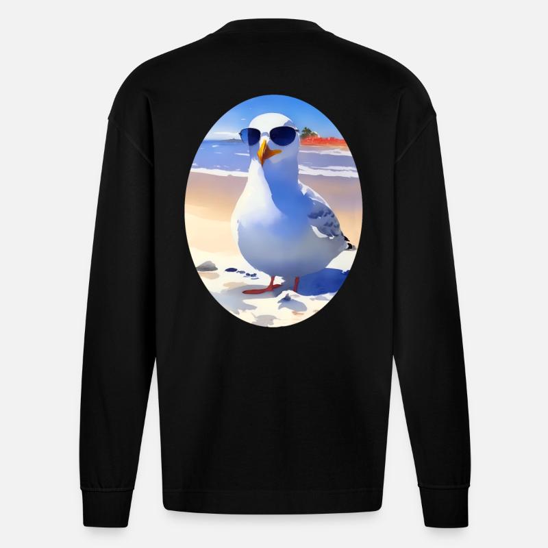 Coole Möwe - Heavyweight Oversized Organic Langarmshirt Made in EU - SOLID BLACK