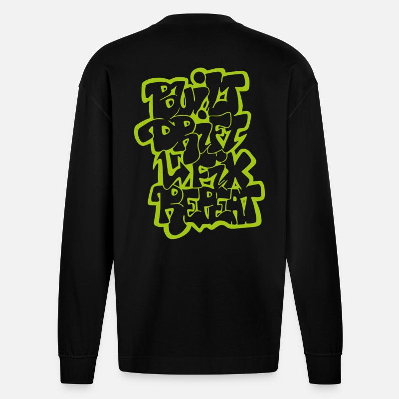 Dérivée construite Fix Repeat 02 - Manches longues bio épais oversize fabriqué en UE - SOLID BLACK