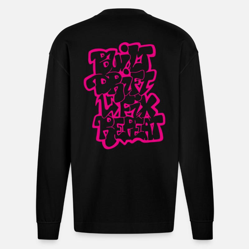 Built Drift Fix Repeat 03 - Heavyweight Oversized Organic Langarmshirt Made in EU - SOLID BLACK