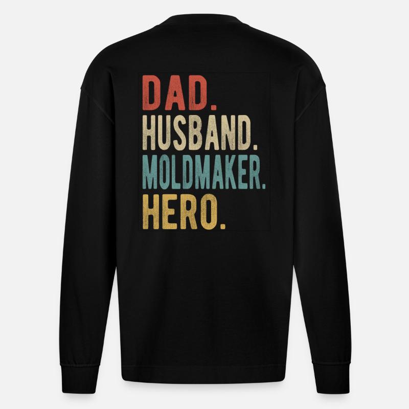 Formenbauer Papa Ehemann Held - Heavyweight Oversized Organic Langarmshirt Made in EU - SOLID BLACK