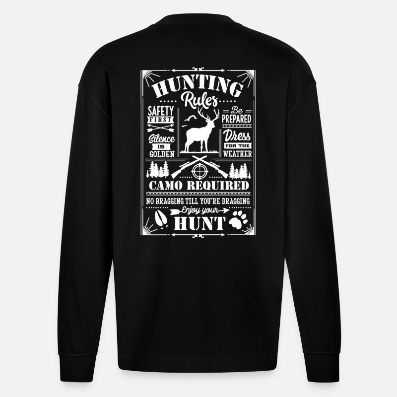 Hunting rules white - Heavyweight Oversized Organic Langarmshirt Made in EU - SOLID BLACK