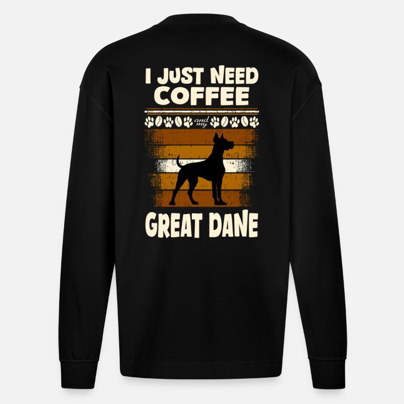 Great Dane Kaffee - Heavyweight Oversized Organic Langarmshirt Made in EU - SOLID BLACK