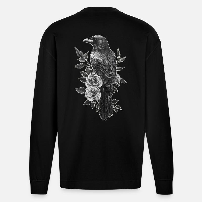 Raven - Heavyweight Oversized Organic Longsleeve Shirt Made in EU - SOLID BLACK