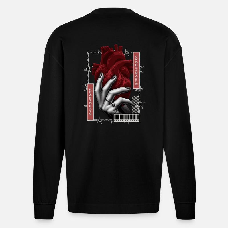 Unbreakable Heartbeats - Heavyweight Oversized Organic Langarmshirt Made in EU - SOLID BLACK