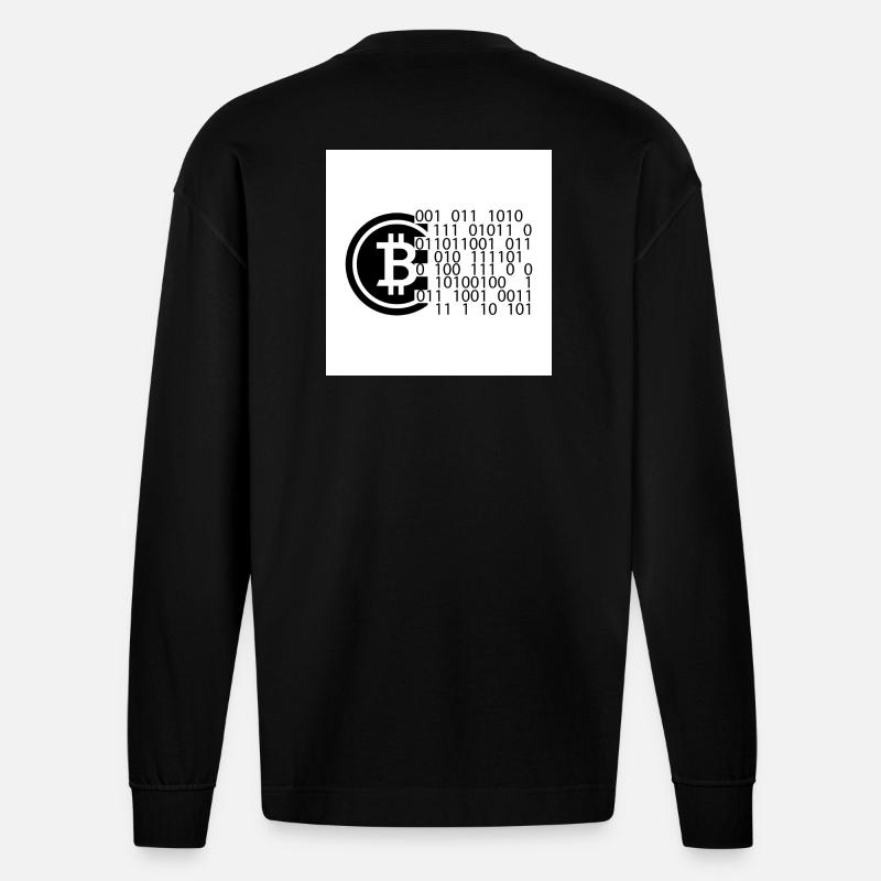 Bitcoin Code - Heavyweight Oversized Organic Langarmshirt Made in EU - SOLID BLACK