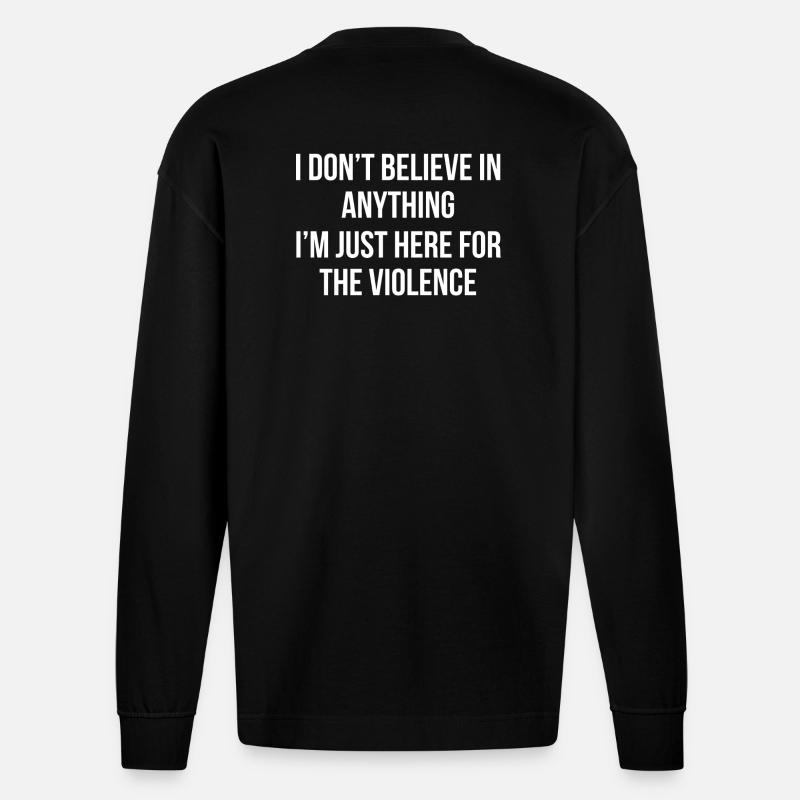 Schwarzweiß Textstatement  - Heavyweight Oversized Organic Langarmshirt Made in EU - SOLID BLACK