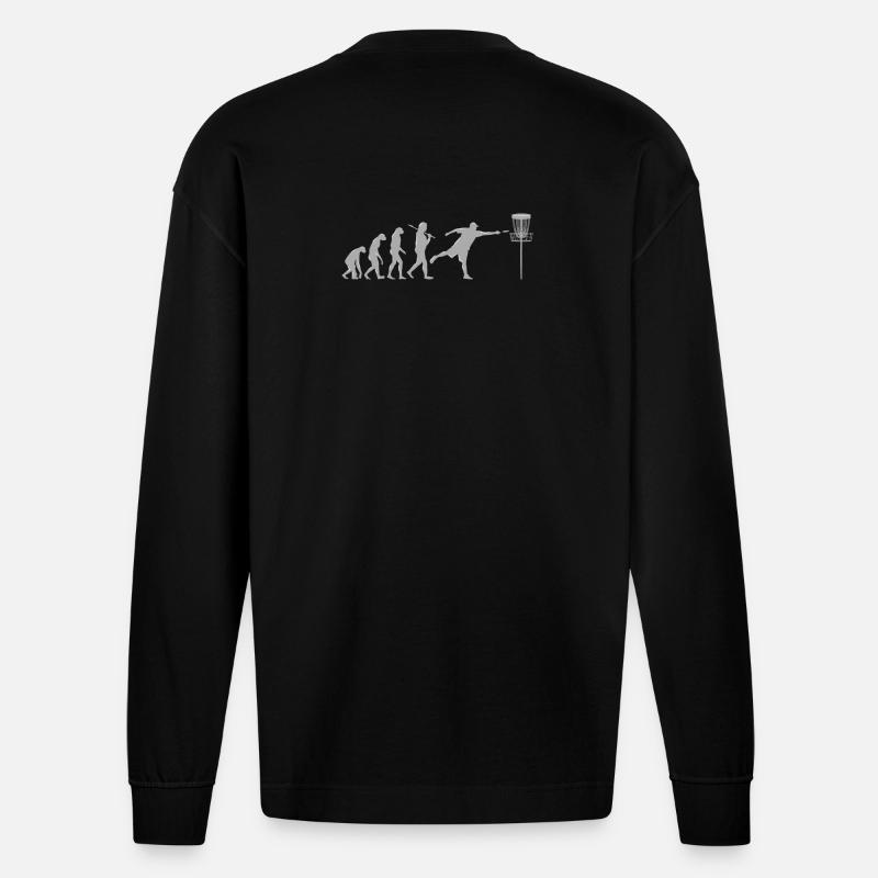 Disc Golf Evolution - Heavyweight Oversized Organic Langarmshirt Made in EU - SOLID BLACK