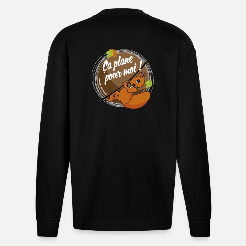 Ça plane pour moi! - Manches longues bio épais oversize fabriqué en UE - SOLID BLACK