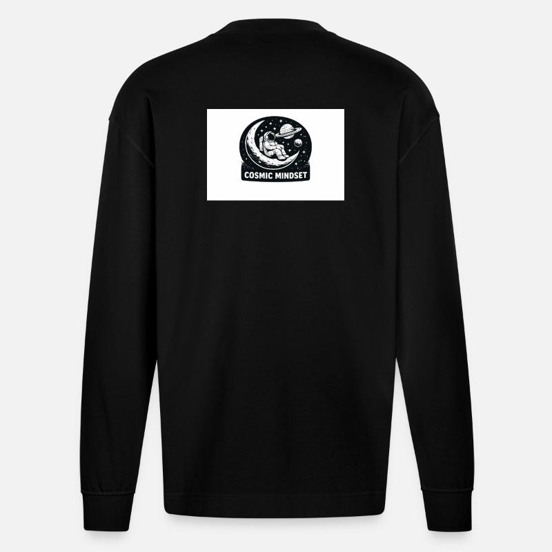 Kosmischer Mindset - Heavyweight Oversized Organic Langarmshirt Made in EU - SOLID BLACK