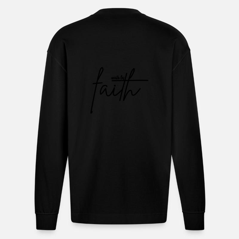 Wandeln Sie im Glauben - Heavyweight Oversized Organic Langarmshirt Made in EU - SOLID BLACK
