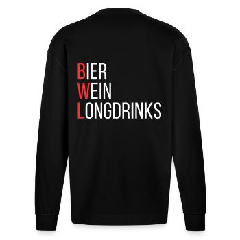 Ich studiere BWL - Heavyweight Oversized Organic Langarmshirt Made in EU - SOLID BLACK - Hinten