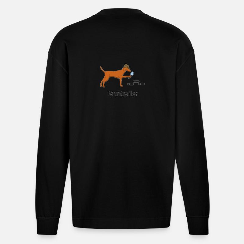Mantrailing Vizsla - Manches longues bio épais oversize fabriqué en UE - SOLID BLACK