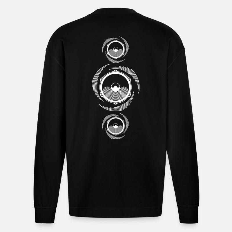 Spirale Son Haut-parleur basse - Manches longues bio épais oversize fabriqué en UE - SOLID BLACK