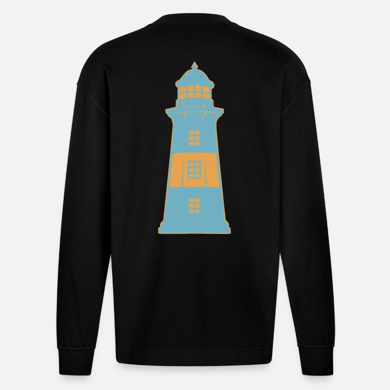 Leuchtturm maritim Küste - Heavyweight Oversized Organic Langarmshirt Made in EU - SOLID BLACK