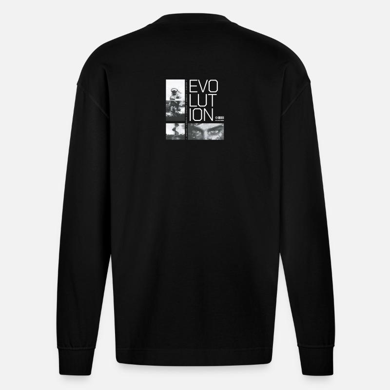 Évolution - ne pas s’arrêter - Manches longues bio épais oversize fabriqué en UE - SOLID BLACK