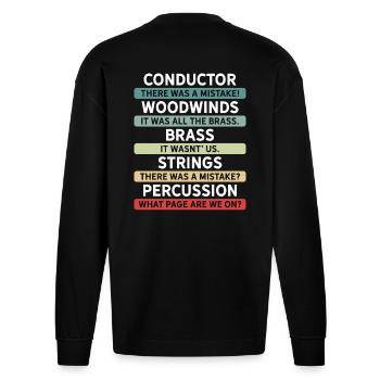 Funny conductor and orchestra - Heavyweight Oversized Organic Longsleeve Shirt Made in EU - SOLID BLACK - Back