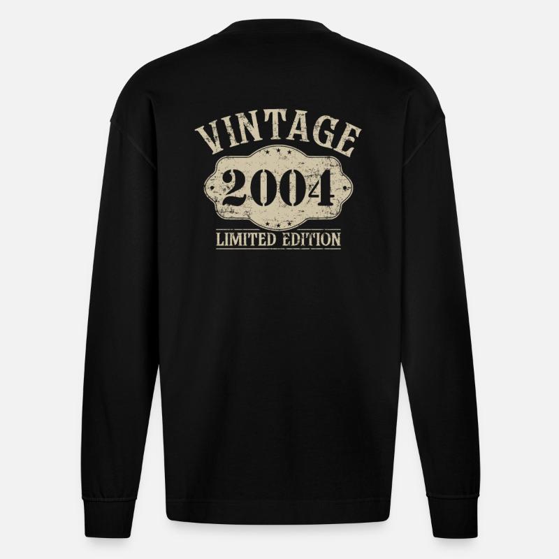 2004 Édition limitée 20e anniversaire - Manches longues bio épais oversize fabriqué en UE - SOLID BLACK