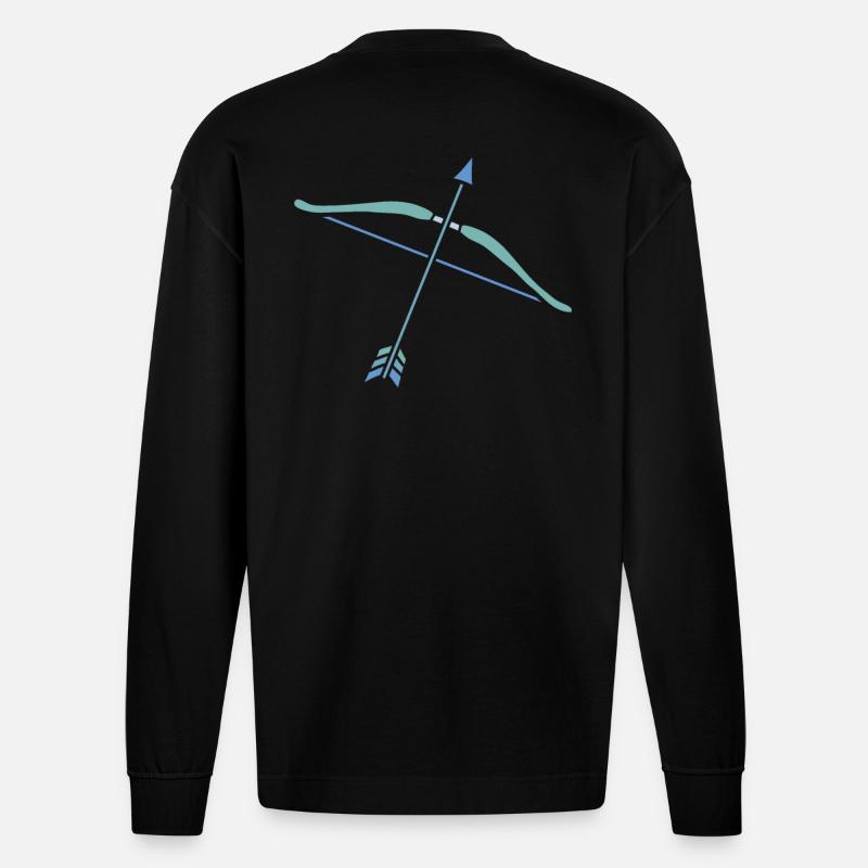 Sternzeichen Schütze - Heavyweight Oversized Organic Langarmshirt Made in EU - SOLID BLACK