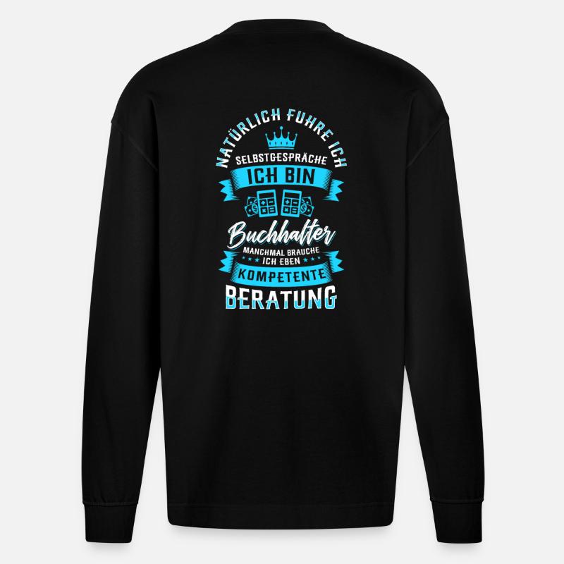 Buchhalterin Spruch - Heavyweight Oversized Organic Langarmshirt Made in EU - SOLID BLACK