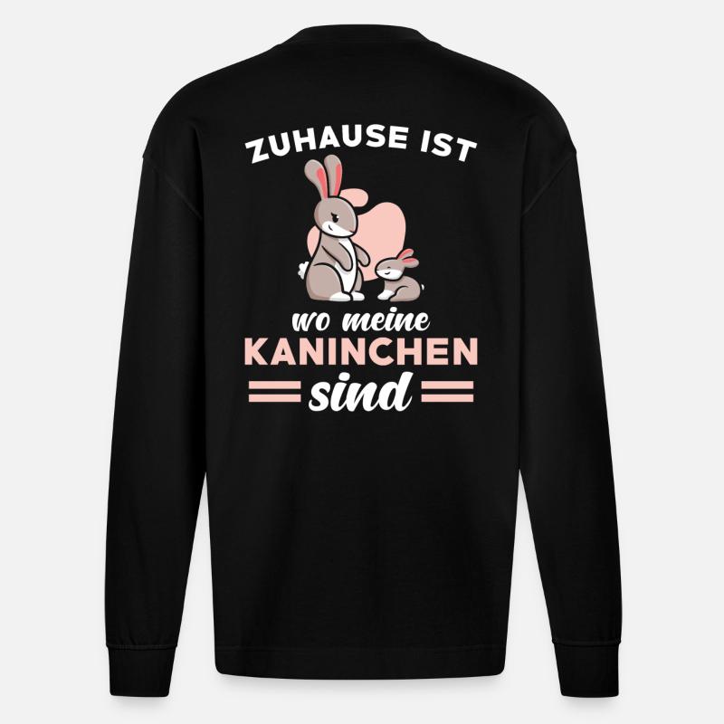 Kaninchen Spruch niedlich - Heavyweight Oversized Organic Langarmshirt Made in EU - SOLID BLACK