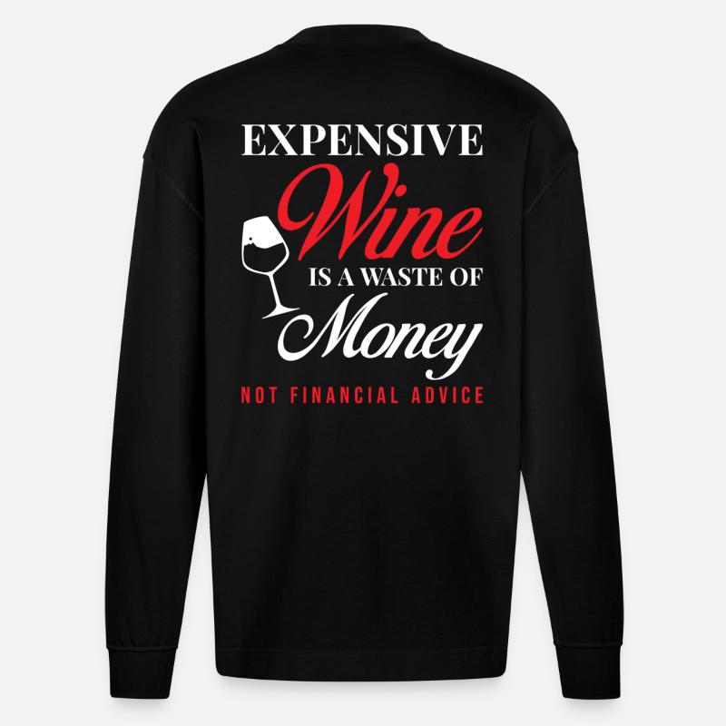Wein - Heavyweight Oversized Organic Langarmshirt Made in EU - SOLID BLACK