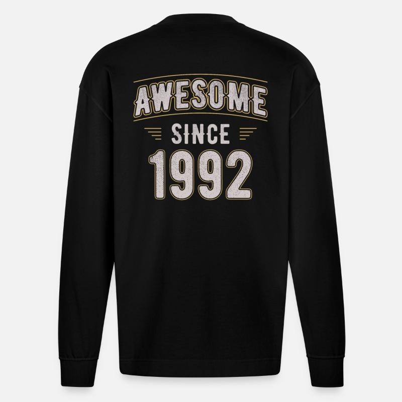 Awsome since 1992 Naissance - Manches longues bio épais oversize fabriqué en UE - SOLID BLACK