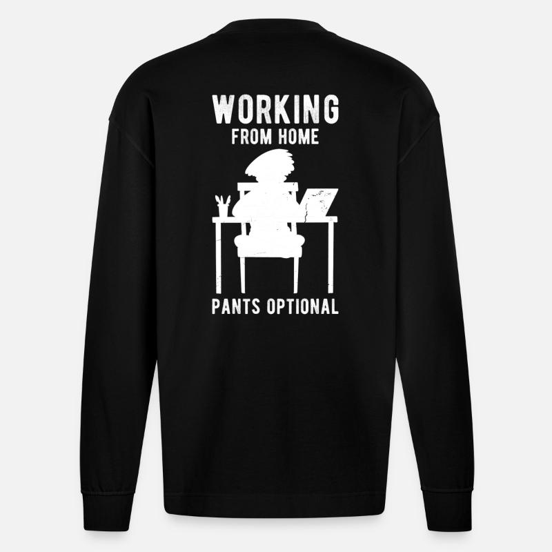 Zuhause arbeiten Spruch lustig - Heavyweight Oversized Organic Langarmshirt Made in EU - SOLID BLACK