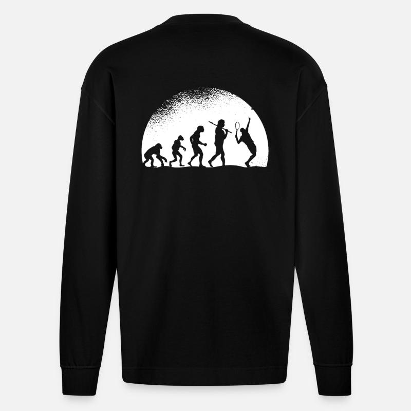 Evolution Tennis - Heavyweight Oversized Organic Langarmshirt Made in EU - SOLID BLACK