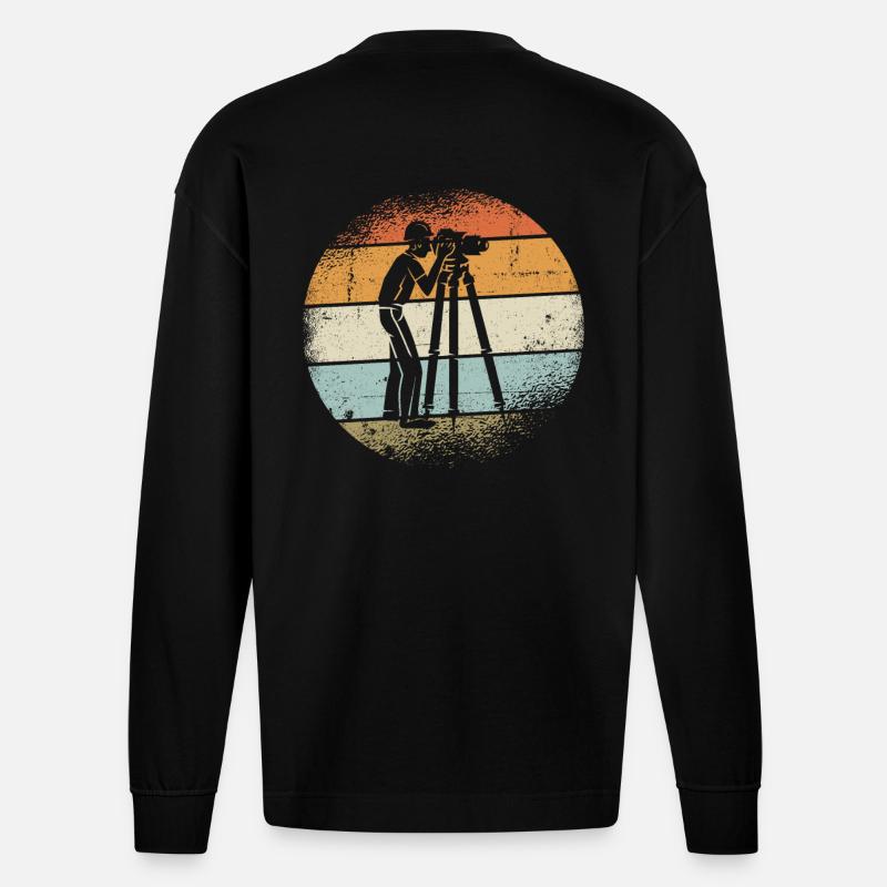 Vermesser Geschenk - Heavyweight Oversized Organic Langarmshirt Made in EU - SOLID BLACK