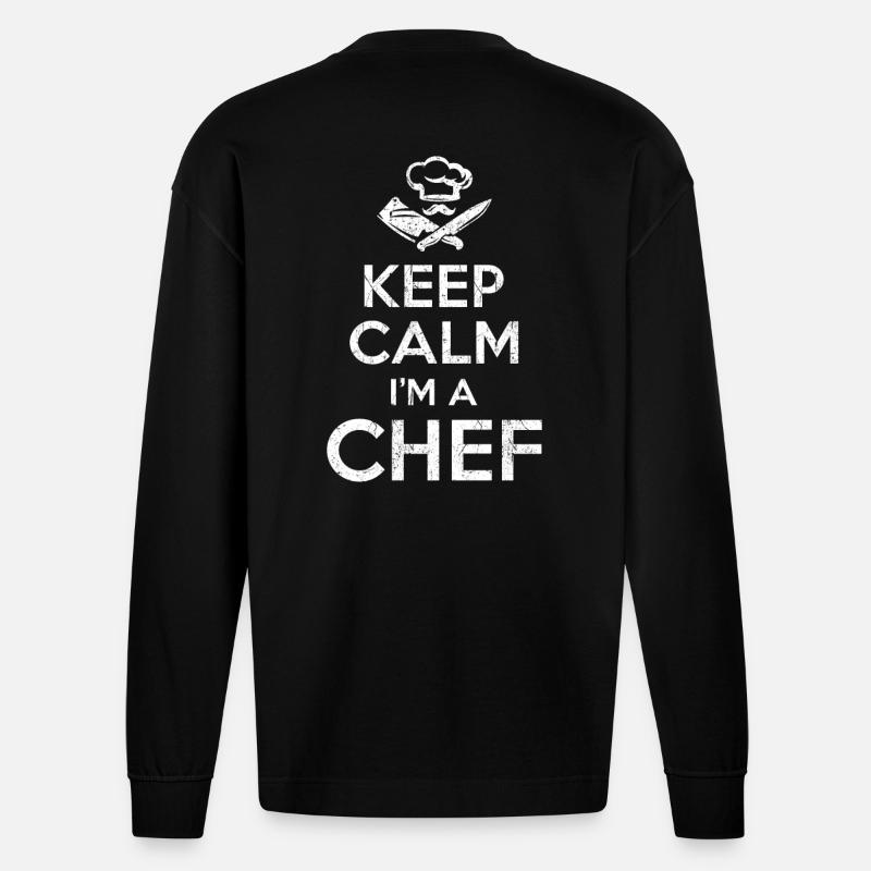 Keep Calm Chef - Heavyweight Oversized Organic Langarmshirt Made in EU - SOLID BLACK