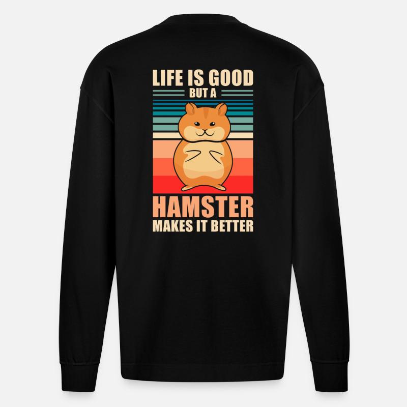 Hamster - Heavyweight Oversized Organic Langarmshirt Made in EU - SOLID BLACK