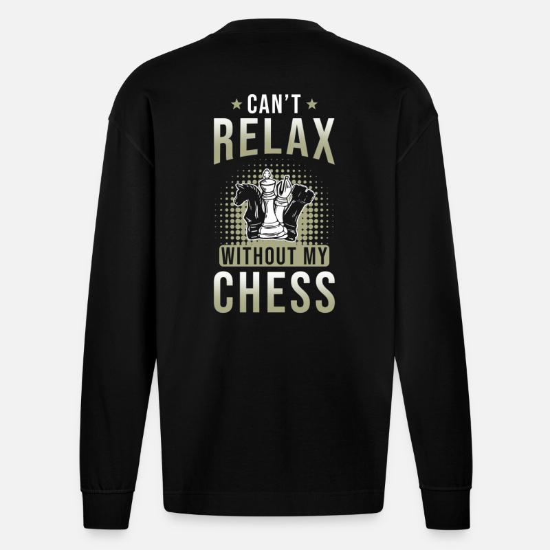 Schach Geschenk - Heavyweight Oversized Organic Langarmshirt Made in EU - SOLID BLACK
