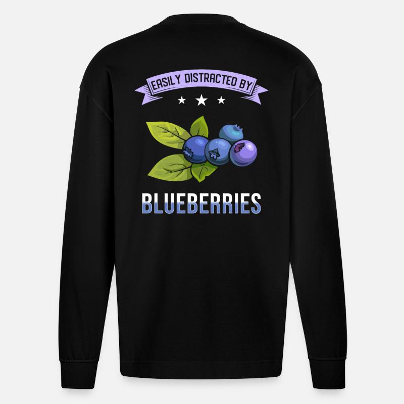Blaubeeren Spruch - Heavyweight Oversized Organic Langarmshirt Made in EU - SOLID BLACK