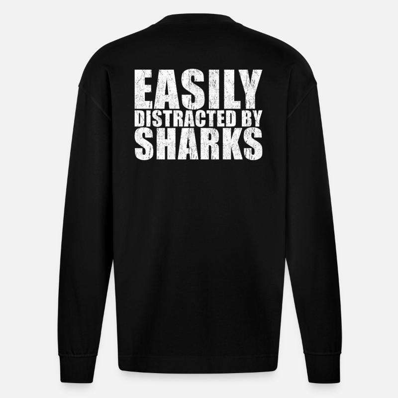 Dicton requin - Manches longues bio épais oversize fabriqué en UE - SOLID BLACK