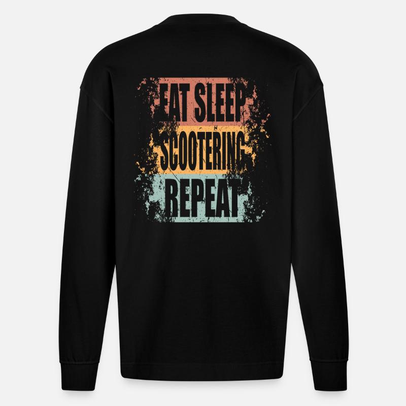 ScooterIng Manger Dormir Répéter - Manches longues bio épais oversize fabriqué en UE - SOLID BLACK