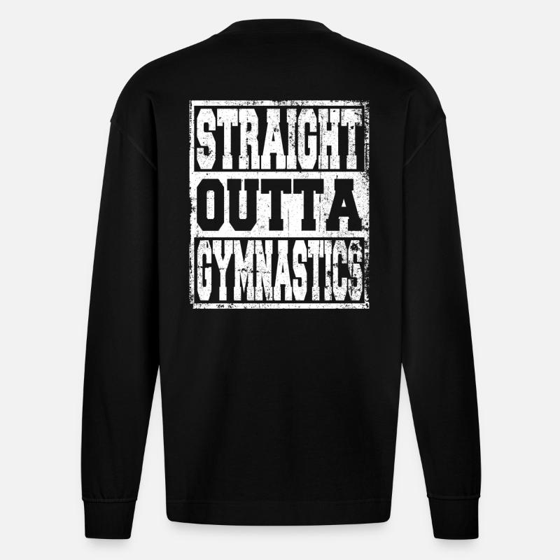 Turnen Spruch lustig - Heavyweight Oversized Organic Langarmshirt Made in EU - SOLID BLACK