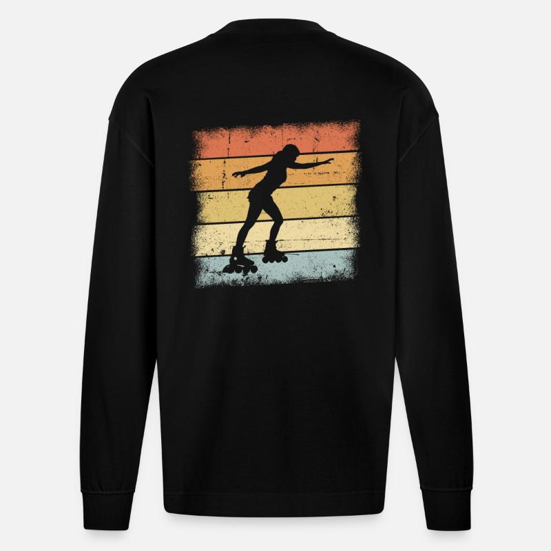 Roller Derby - Heavyweight Oversized Organic Langarmshirt Made in EU - SOLID BLACK