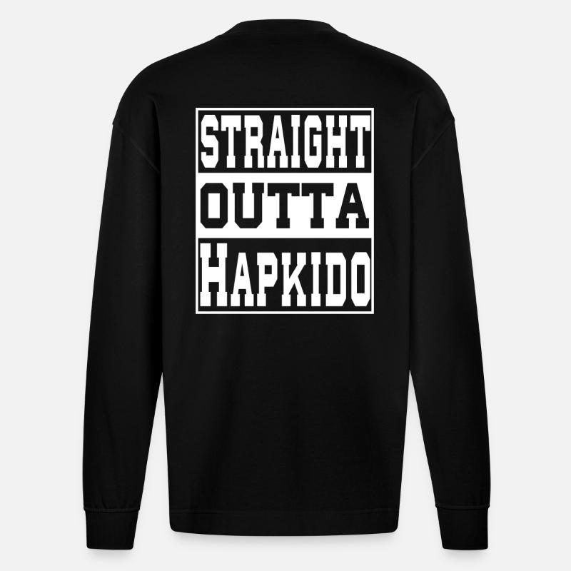 Hapkido Spruch lustig - Heavyweight Oversized Organic Langarmshirt Made in EU - SOLID BLACK