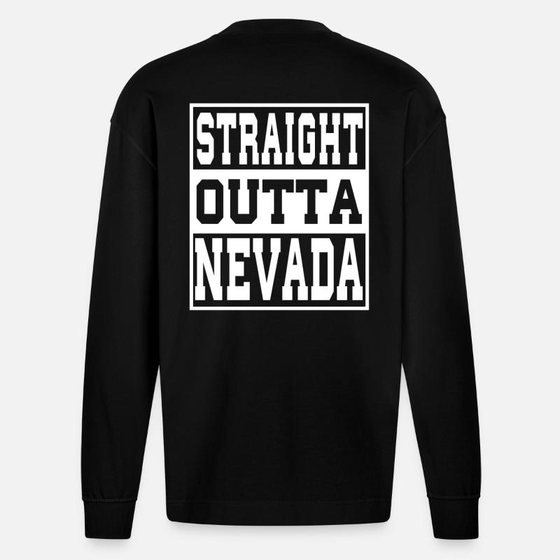Nevada Spruch Lustig Nevada Geschenk - Heavyweight Oversized Organic Langarmshirt Made in EU - SOLID BLACK